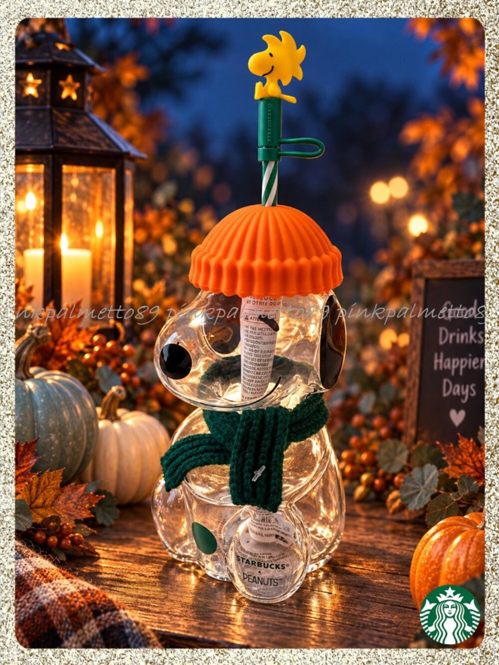 🍂🎃🥜 NWT/NIB 2026 PEANUTS + Starbucks Snoopy Glass 20oz Cold Cup